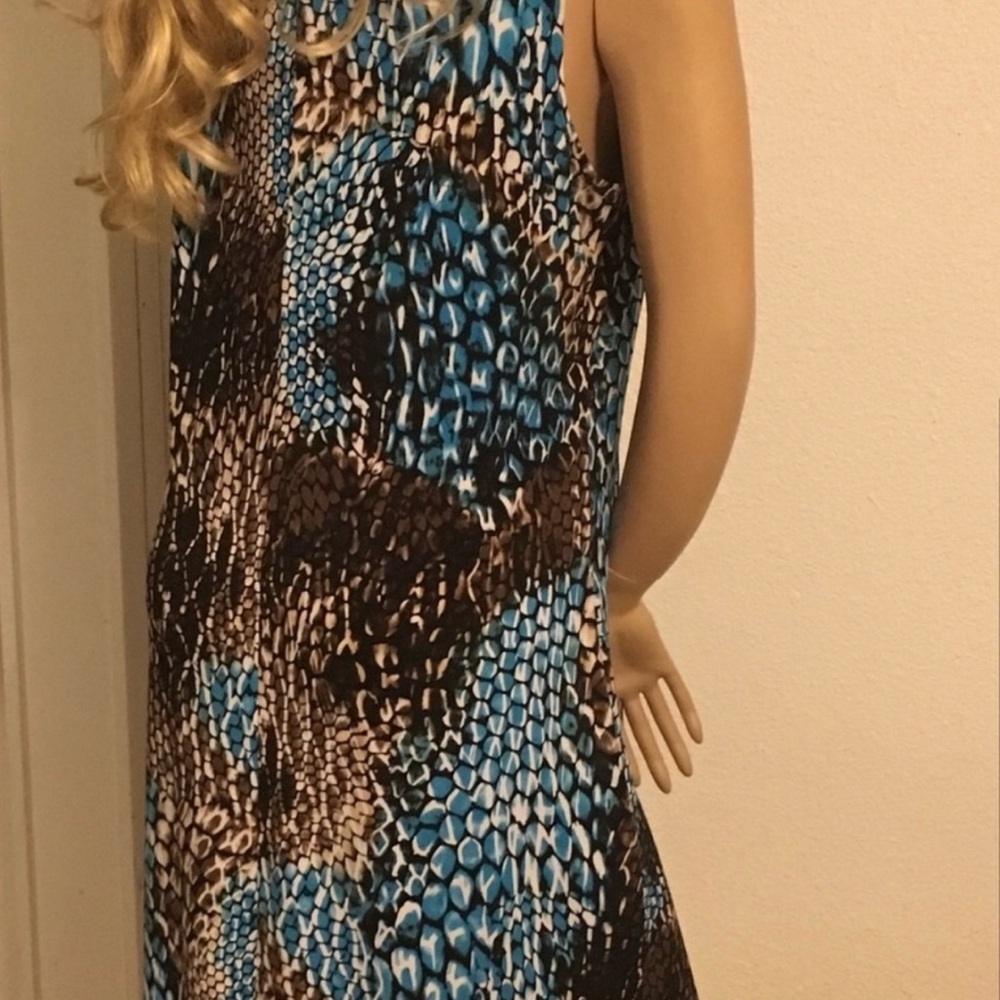 CitiKnits Blue Snakeskin Print Sleeveless Dress | Large | Knee Length - Picture 5 of 5